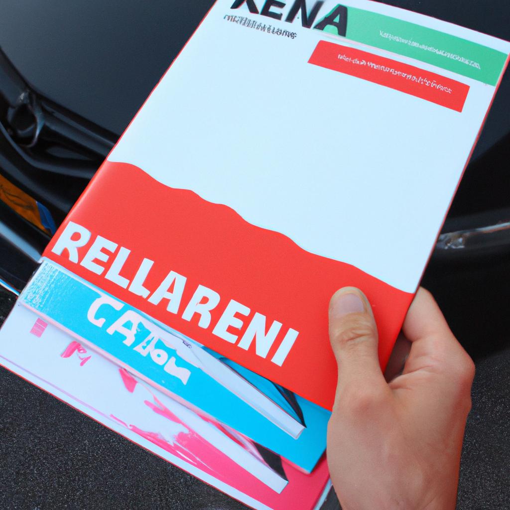 Person holding car rental brochure